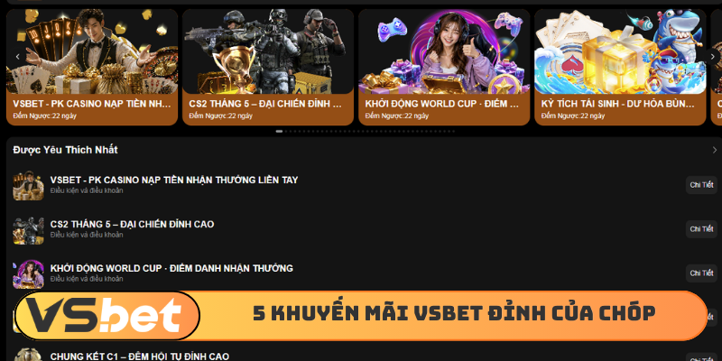 5 khuyến mãi VSBET đỉnh của chóp