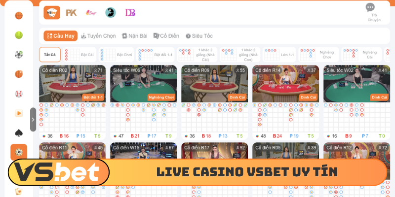 Live casino VSBET hợp tác nhà cung cấp uy tín