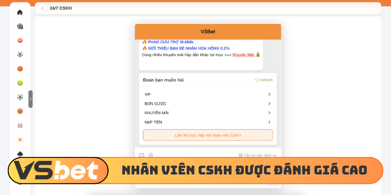Nhân viên CSKH được đánh giá cao