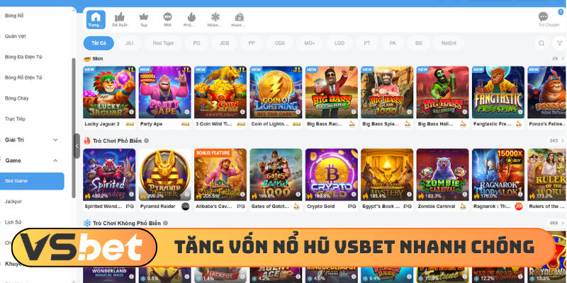 Tăng vốn nổ hũ VSBET nhanh chóng